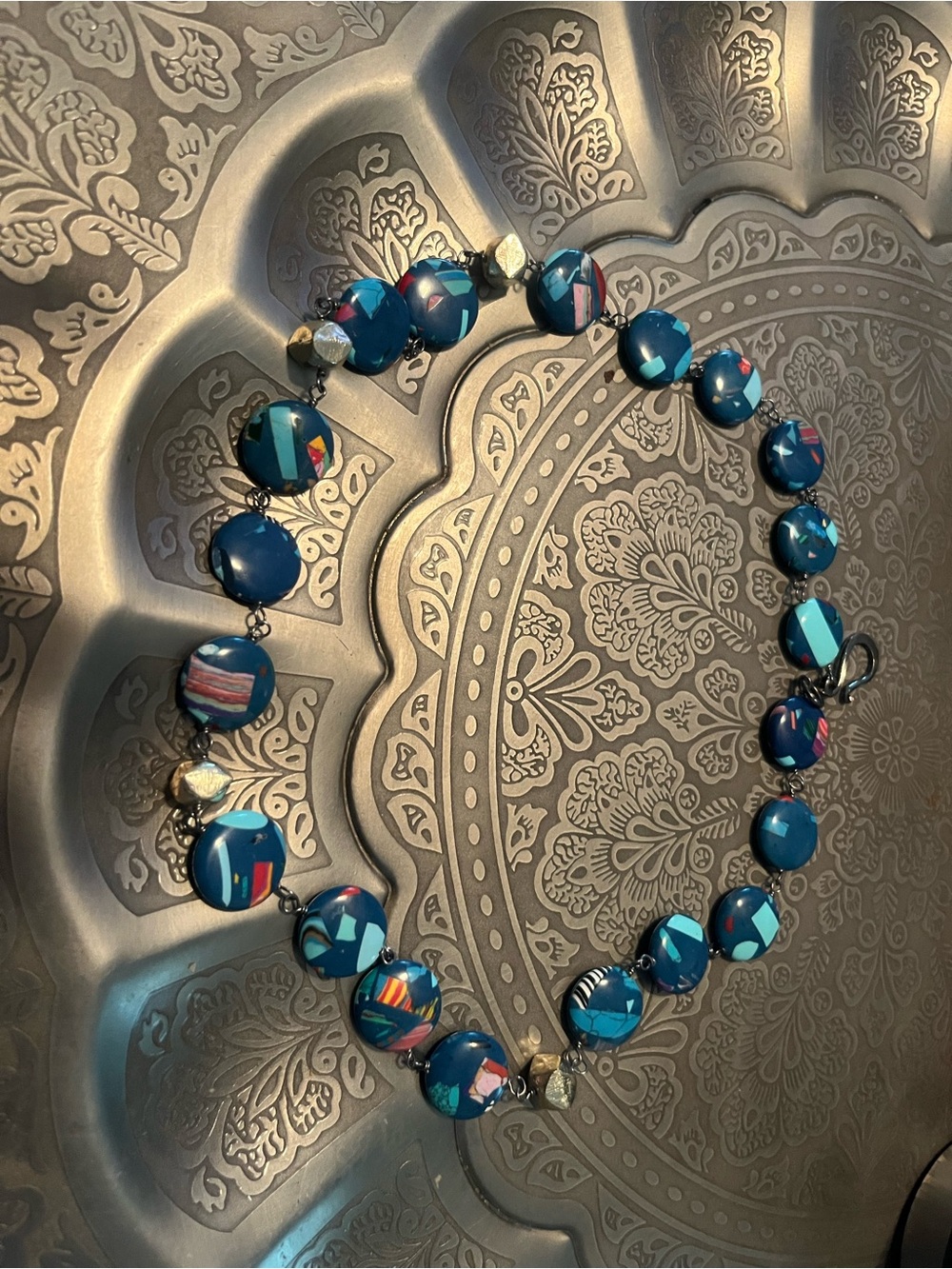Blue Beaded Statement Necklace - Unbranded